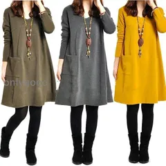 ワンピース 秋 冬 春 きれいめ 大人 上品 長袖 30代 40代 50代 カジュアル ナチュラル服 ゆったり シンプル スモック エスニック 大人可愛