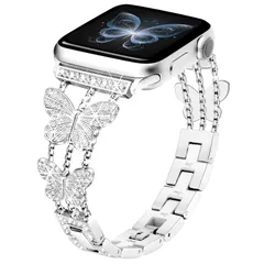 【数量限定】[SIBOYL] キラキラのある蝶の ベルト互換うアップルウォッチ バンドレディース42mm(Series 11 10)、41mm 40mm 38mm 、夏 蒸れない可愛いの対応Apple Watch ベルト、調整が簡単の互換アップルウォッチ バン