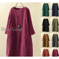 ワンピース チュニック 大きいサイズ レディース 40代 膝丈 ロング 体型カバー aライン 長袖 ひざたけ ゆったり 大きいサイズ 50代 緑 藍 