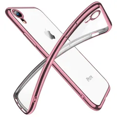 【数量限定】対応 iPhone XR 用ケース クリア 透明 tpu シリコン メッキ加工 スリム 薄型 6.1インチ スマホケース 耐衝撃 黄変防止 一体型 人気 携帯カバー ピンク