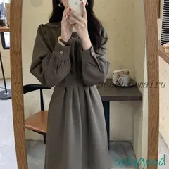 レディースワンピース秋物秋膝丈きれいめ長袖上品uネックワンピース通勤着痩せお出かけ結婚式ドレス春オシャレ