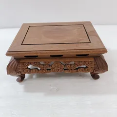 唐木透かし彫り 花台 盆栽台 香炉台 アンティーク 置物 飾り台 台座