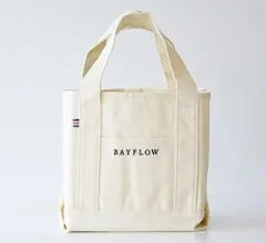ベイフロー BAYFLOW 収納5ポケット LOGO TOTE BAG ホワイト 底板付き 5部屋 便利 収納バッグ インテリアバッグ 大容量