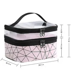 メイクポーチ 化粧ポーチ バニティポーチ トラベルポーチ 透明メイクボックス ミニポーチ 小物入れ 大容量 2層構造 軽量 持ち手付き ブラシポケット付き ポケットがたくさん 持ち運び収納バッグ 旅行 お泊り 新品 未使用