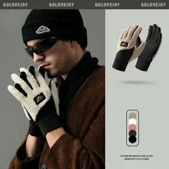 グローブ メンズ 防寒 保温 防風 裏起毛 ボア付き 裏フリース 撥水 リブ スマホ対応 柔らかい 暖かい 無地 通勤 通学 自転車 バイク アウトドア 登山 手袋