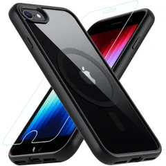 【人気商品】OWKEY iPhone SE ケース iPhone SE 第3世代 第2世代 iPhone8 ケース【ガラスフィルム付き・MagSafe対応】薄型 軽量 アイフォンse スマホケース 米軍MIL規格 耐衝撃 レンズ保護 ストラップホール マグネッ