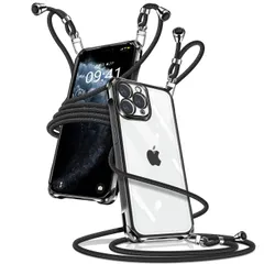 【在庫処分】iPhone 11 Pro ケース クリア ショルダー iPhone11Pro スマホケース アイフォン11Pro カバー 肩掛け 斜めかけ 縄掛けケース 透明 薄型 軽量 TPU 携帯ケース 紐付き 斜めがけ 織りストラップ付き 長さ調整可能 取