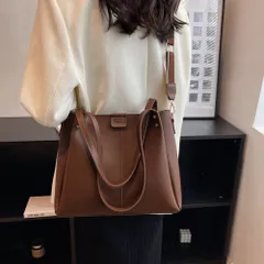 ショルダーバッグ トートバッグ 肩掛けバッグ 手提げかばん 鞄 レディース バッグ 大容量 シンプル フェイクレザー PUレザー 合皮 2WAY 斜めがけ ファスナー開閉 通勤 オフィスカジュアル 高級感 新品 未使用