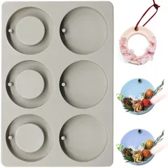 サムコス シリコンモールド リース 丸 丸型 通し穴 穴あき タイプ 樹脂 粘土 DIY ハンドメイド素材 オルゴナイト ハンドメイド ドーナツ 樹脂工芸品 作成 抜き型 (H)