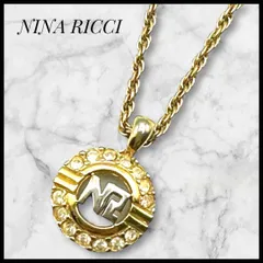 ニナリッチ　NINA RICCI ネックレス　ゴールド　ラインストーン　ロゴマーク　ロゴモチーフ　女性 レディース　ジュエリー　アクセサリー　GP メタル　華やか