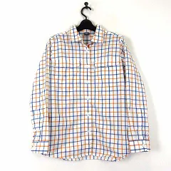 モンベル Montbell シャツ WIC. ライト ロングスリーブシャツ 長袖 チェック柄 L 白 ホワイト 青 ブルー オレンジ 美品 1114277 キャンプ アウトドア