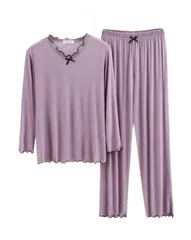 【特価商品】[House Yayoi] パジャマ 長袖 レディース 上下セット ルームウェア ロングパンツ 丸首 快眠 可愛い 入院 部屋着 大きいサイズ 女性 セパレート 寝巻き 柔らかい 旅行 リラックス 着心地が良い セットアップ マタニティー 秋 冬