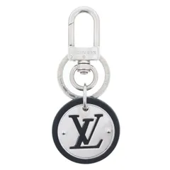 LOUIS VUITTON ルイ・ヴィトン ポルト クレ LVサークル キーホルダー キーリング バッグチャーム M67362 ユニセックス メタル レザー ブラック 中古