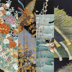 お値下げ中！【4999円均一】リユース 黒留袖 4枚 まとめ売り作家物 落款 鴛鴦 猫柳 鳳凰 垣 杜若 菊 桐 桔梗 吉祥文様 金駒刺繍 金彩 リメイクに リサイクル着物