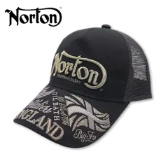 新品 Norton ノートン キャップ メッシュキャップ 帽子 アジャスタブル 刺繍 ロゴ ラメ ユニオンジャック イーグル アメカジ バイク バイカー ライダー アパレル ブランド ユニセックス メンズ レディース 黒ブラック