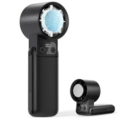 【在庫処分】2025新登場新登場 瞬間冷却 携帯扇風機 手持ち扇風機 5200mAh大容量バッテリー 冷却プレート付き -20℃体感 折り畳み式 Type-C急速充電 超軽量 7枚羽根 コンパクト 静音設計 5段階風量調節 LEDディスプレイ スポーツ観戦/花