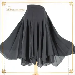 社交ダンス 衣装 スタンダード スカート レッスンウェア オールシーズン 黒 ブラック系 U:NA ユーナ シンプル 無地 フォーマル 練習着 上品 エレガント カジュアル フレアスカート ダンスウェア 舞台衣装 ショート丈 幅広デザイン