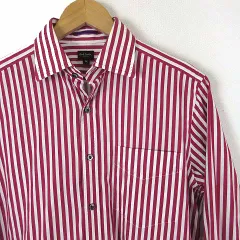 ポールスミス PAUL SMITH シャツ ドレスシャツ コットン 長袖 ストライプ柄 M 赤 レッド 白 ホワイト 国内正規品