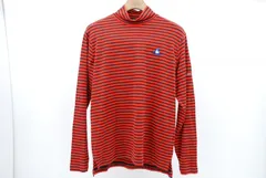 中古 メンズ ルコックスポルティフ le coq sportif 長袖シャツ M 赤×黒 モックネック ストレッチ ボーダー