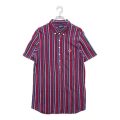 中古 メンズ パーリーゲイツ PEARLY GATES 半袖ポロシャツ 6(LL) 赤×紺×青系 ボタンダウン ストライプ