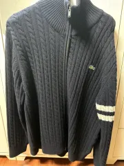 ラコステ ケーブル ジップアップニット カーディガン
