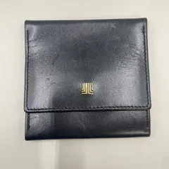 美品　LANVIN ランバン　コインケース　小銭入れ　フラップ　ロゴ　ゴールド金具　レザー　黒　ブラック