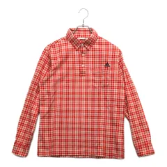 中古 メンズ アディダスゴルフ adidas GOLF 長袖ポロシャツ L ピンク ボタンダウン チェック柄