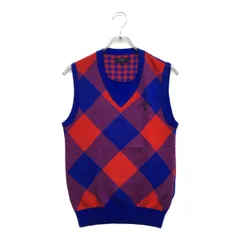 中古 メンズ キャロウェイ Callaway ベスト M 青×赤 Vネック ニット ダイヤ柄