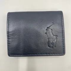 極美品　POLO RALPH LAUREN ポロラルフローレン　コインケース　小銭入れ　ホースマーク　ビッグポニー　型押し　レザー　本革　黒　ブラック