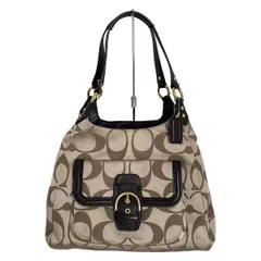 COACH(コーチ) ショルダーバッグ キャンベルシグネチャーホーボー F24742 カーキ×ダークブラウン レザー