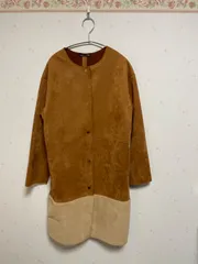 ZARA フェイクスエード 薄手コート ノーカラー ブラウン 春秋向け レディース L相当