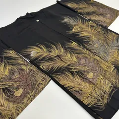 黒羽織 金彩の織り出し 一つ紋 正絹 着物 MK-2280