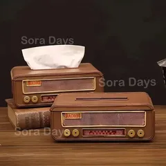 ティッシュボックス レトロラジオ風 高級感 おしゃれ かわいい ヴィンテージ風 クラシック モダン インテリア 北欧 リビング 置き型 ティッシュケース リビング ダイニング ギフトラジオ型 24.5