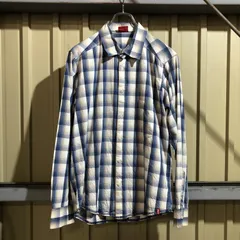 1171 Levi's Red Tab 長袖シャツ ブルー ホワイト M リーバイス レッドタブ チェック柄 ドレスシャツ ワンポイント 刺繍ロゴ 古着卸 アメリカ仕入