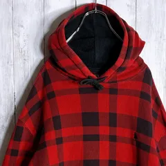 【入手困難】00s 古着 Polo by Ralph Lauren 赤黒チェック フードサーマル パーカー スウェット #60