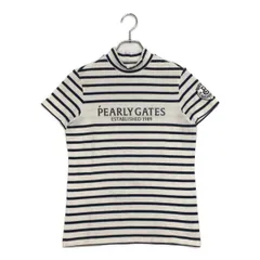 中古 レディース パーリーゲイツ PEARLY GATES 半袖シャツ 2(L) 白×紺 モックネック ボーダー