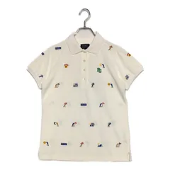 中古 レディース パーリーゲイツ PEARLY GATES 半袖ポロシャツ 1(M) 白 ホワイト 刺しゅう 総柄
