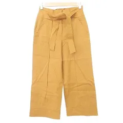 セオリーリュクス theory luxe リネン ストレッチ ワイド パンツ リボン付き 34 ブラウン ■YHS12