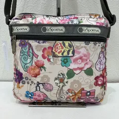 7575　 LeSportsac レスポートサック　　肩がけ　斜めがけ　紐調節可能　 ショルダーバッグ　クロスボディ　花柄　総柄　パフューム柄 ナイロン　ポケット　ミニバッグ