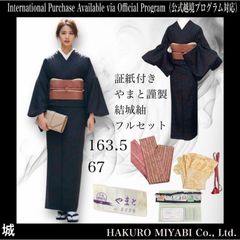 未使用近い 美品 袷 正絹 小紋 結城紬 証紙付き やまと謹製 フルセット