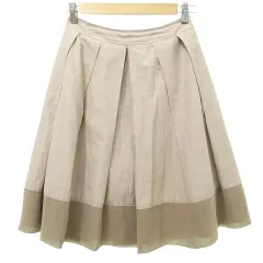 アンタイトル UNTITLED バイカラー フレア スカート ひざ丈 シフォン切替 0 グレージュ系  ■YHS10