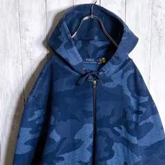 【海外モデル】Polo Ralph Lauren 総柄 迷彩 ブルー ジップパーカー #904