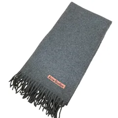 美品 Acne Studios アクネストゥディオズ ウール フリンジ マフラー ストール グレー レディース 古着 中古 USED