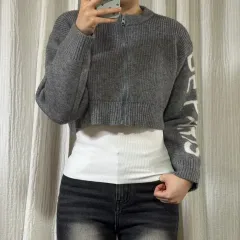 クロップドニット ジップアップ カーディガン