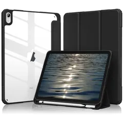 オートスリープ機能対応 DIY透明 耐衝撃 軽量 軽薄 対応iPad ペンシル収納 薄型 A16 三つ折りスタンド 11インチ ケース ケース - ブラック 11世代 Maledan【2025最新型】対応iPad