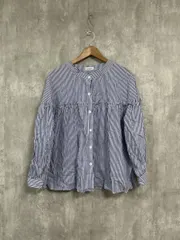 美品 CADBURY キャドバリー タグ付 長袖 フリル ストライプ シャツ sizeM/白ｘ青 ■◇ レディース