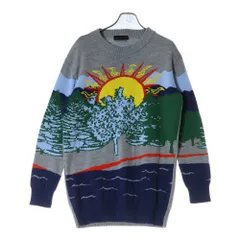 DIESEL BLACK GOLD (ディーゼルブラックゴールド) 総柄 クルーネック 長袖ニット セーター グレー