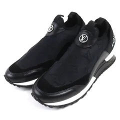 未使用品△LOUIS VUITTON ルイヴィトン ランアウェイライン レザー LVロゴ モノグラムファブリック レザー使い スニーカー ブラック ホワイト 37 保存袋付きイタリア製 レディース