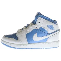 NIKE (ナイキ) GS Air Jordan 1 Mid SE FZ3933-114 GS エアジョーダン1 Mid SE ミドルカットスニーカー ホワイト/ブルー US3.5Y/22.5cm