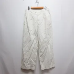 ユニクロ UNIQLO リネンブレンド タック ワイド パンツ L オフホワイト
